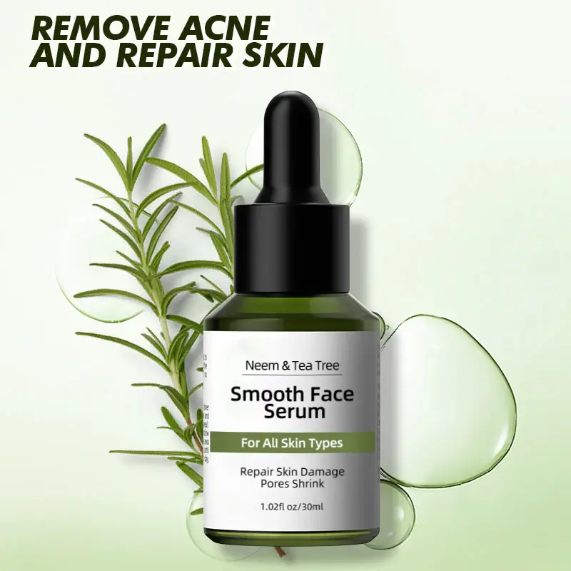 private label 100% natural neem & tea tree face serum for repair skin damage